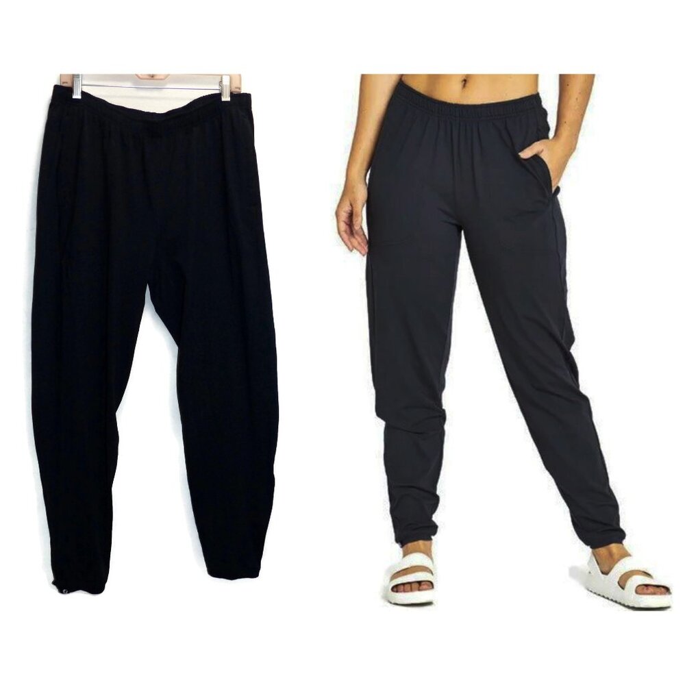 Oiselle 8 Track Joggers Track Pants XL Black Zip Ankles Pockets